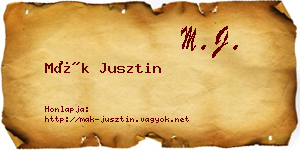 Mák Jusztin névjegykártya